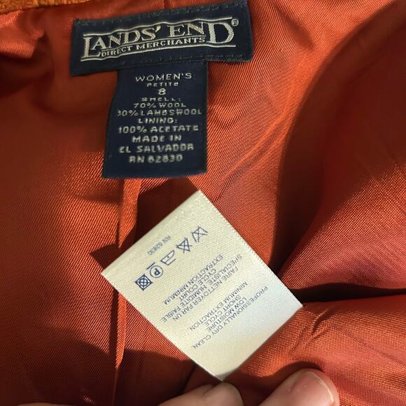 Lands End Wool Jacket Blazer 8 Petite Short Length Minimalist Academia Lining - Picture 8 of 9